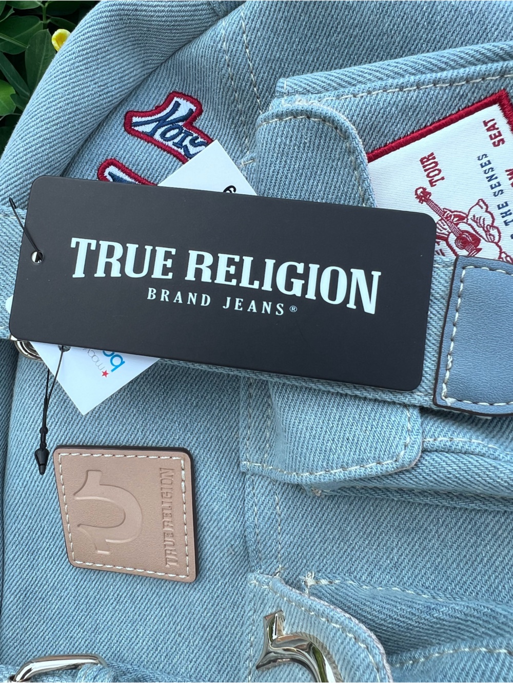 NWT True Religion Multipatch Light blue denim satchel bag with buckle detail - Picture 9 of 13